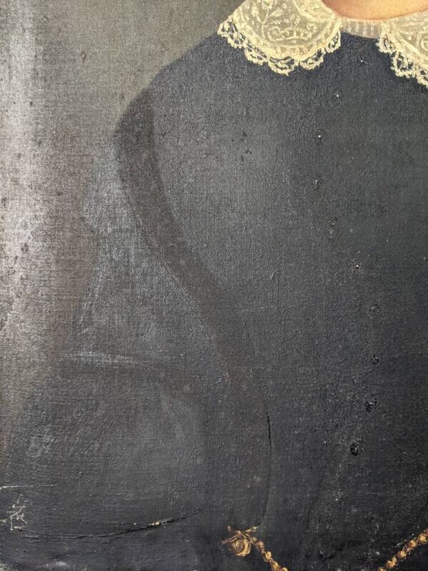 Tableau ancien portrait vintage décoration campagne bohème huile sur toile