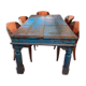 Large antique Indian dining table made of teak wood with patina.