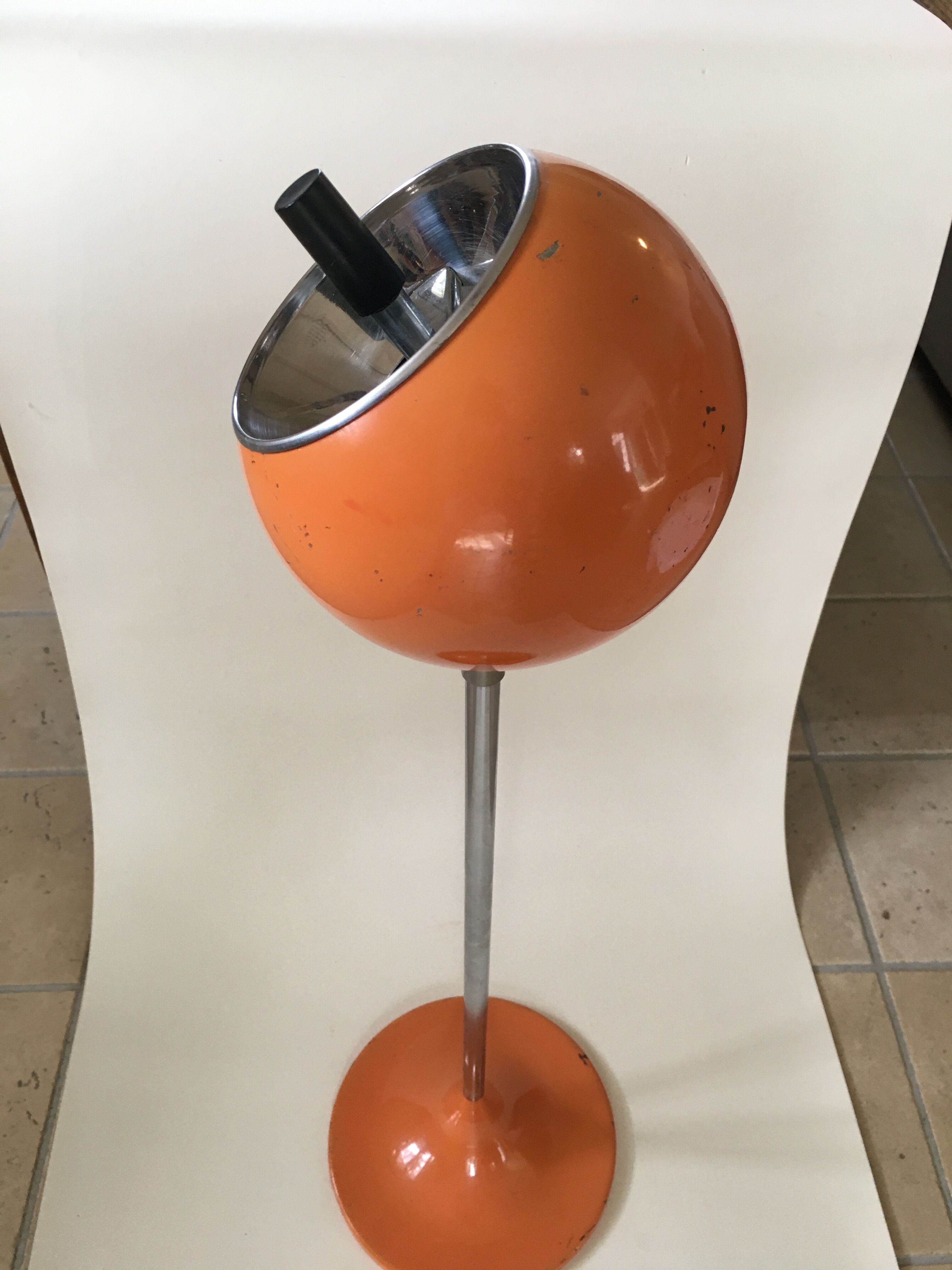 Standing ashtray, orange, 1970s