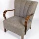 Set Of Two Armchairs In Floral Fabric & Dark Polished Wood, Danish Design From 1960s