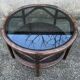 Round rattan and bamboo coffee table, vintage 1960