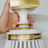 Bowl on Pedestal Openwork Basket White and Gold Porcelain Restoration E