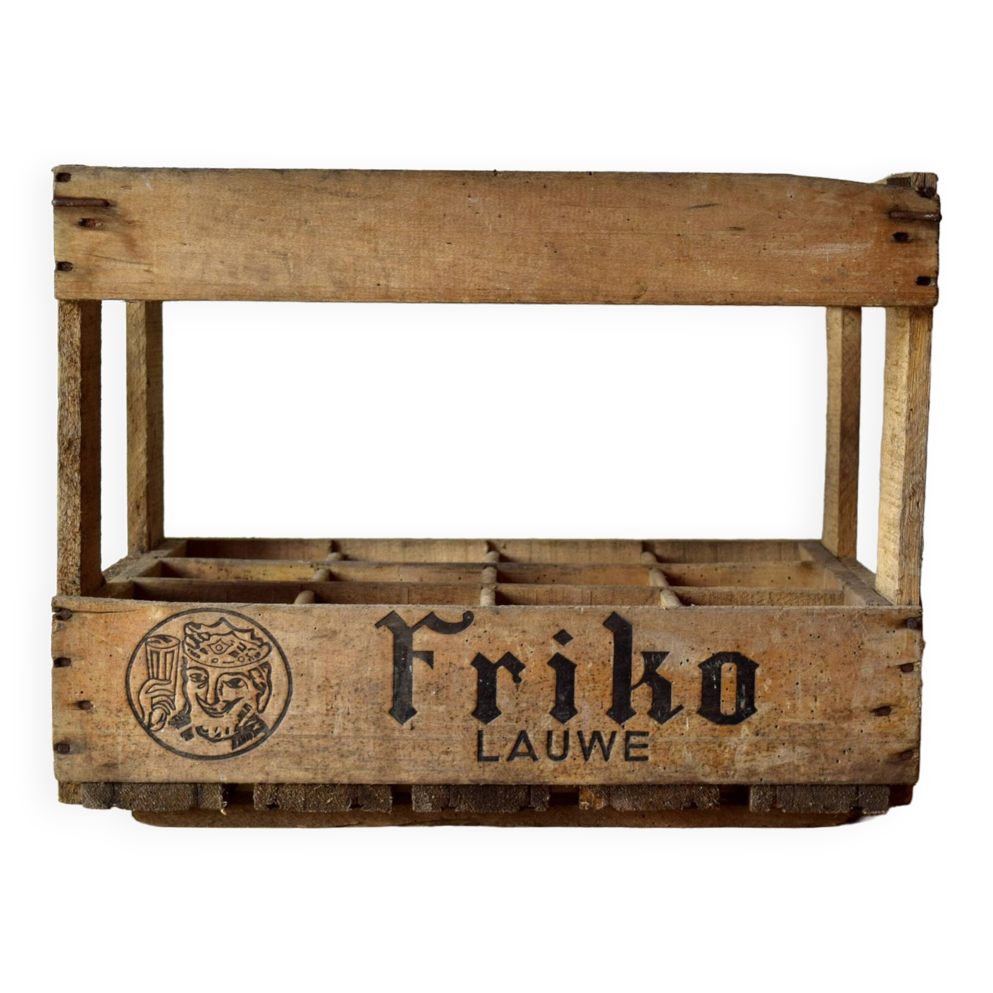 Old wooden rack for 12 bottles - Friko - Brasserie Frik - Belgium