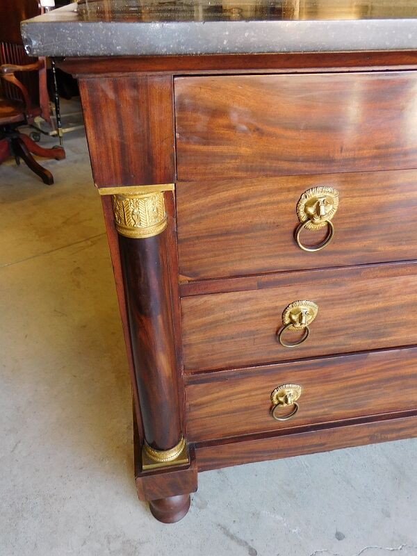 Empire dresser 4 drawers in mahogany and bronze