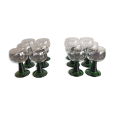 6  grands verres style Roemer pied torsadé vert Luminarc