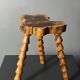 Midcentury brutalist artisanal wood turned handmade tripod stool, ca 1960s