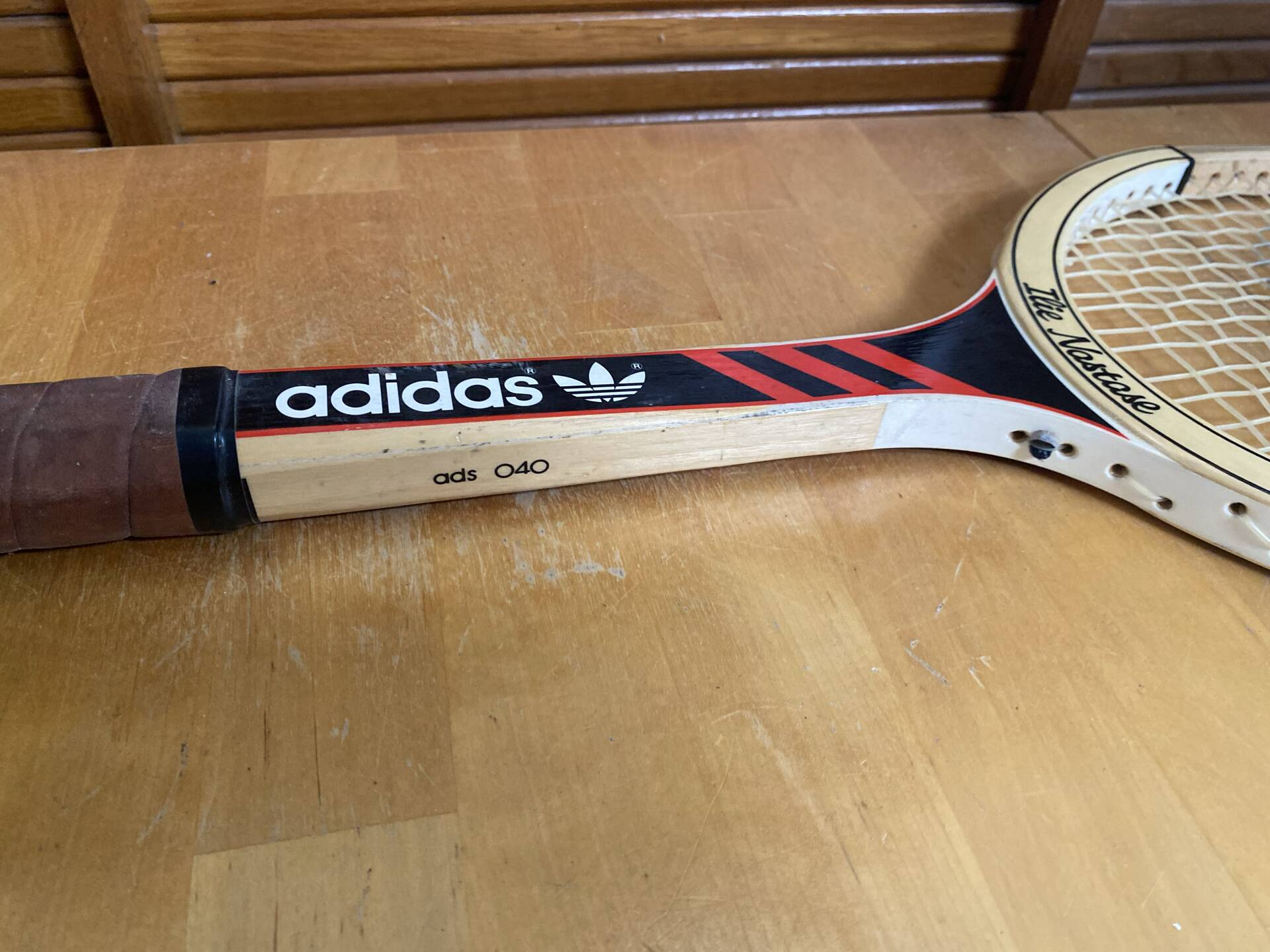 Vintage ADIDAS Ilie Nastase Wooden Tennis Racket #E245