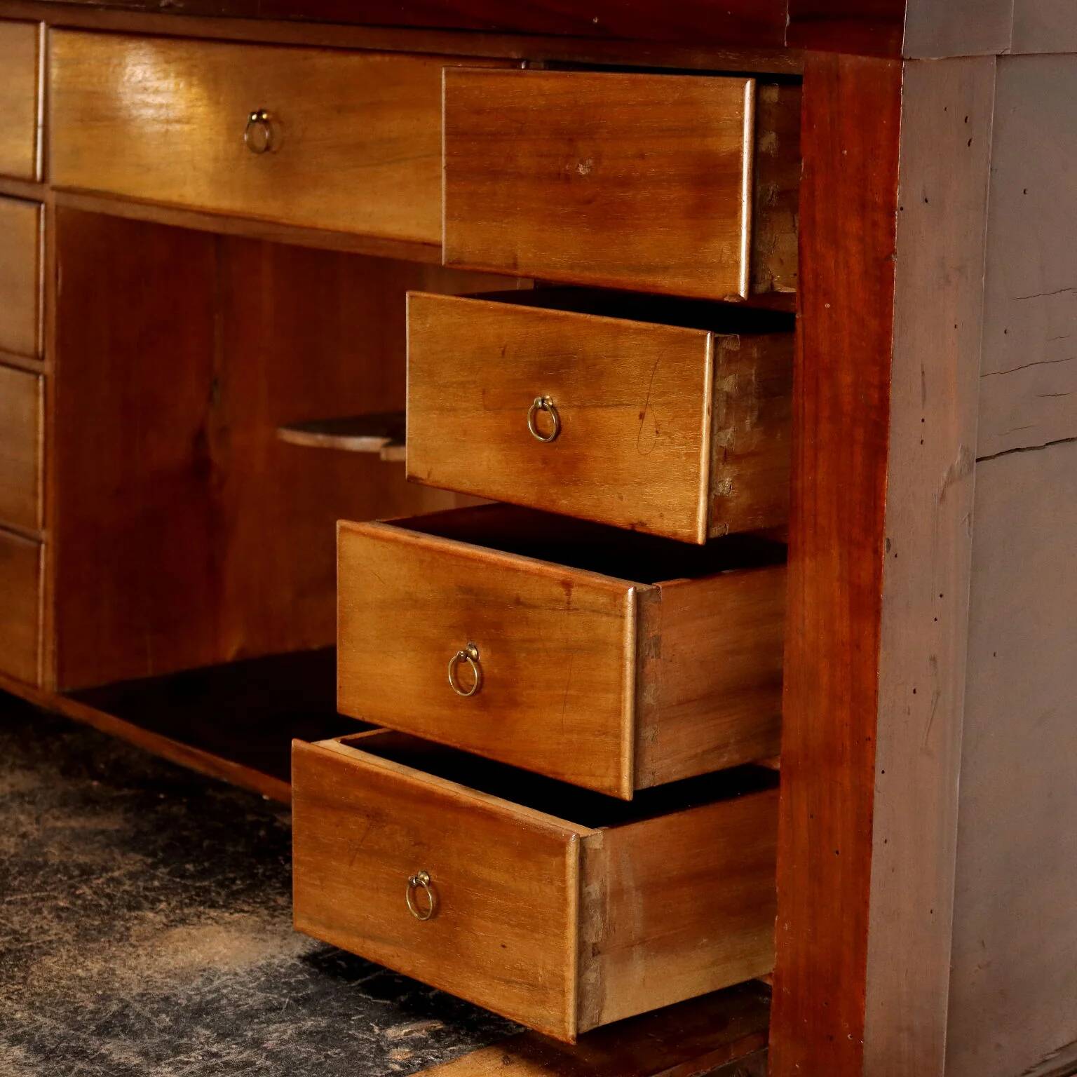 Former walnut boardroom secretary, Italy, 18th century.