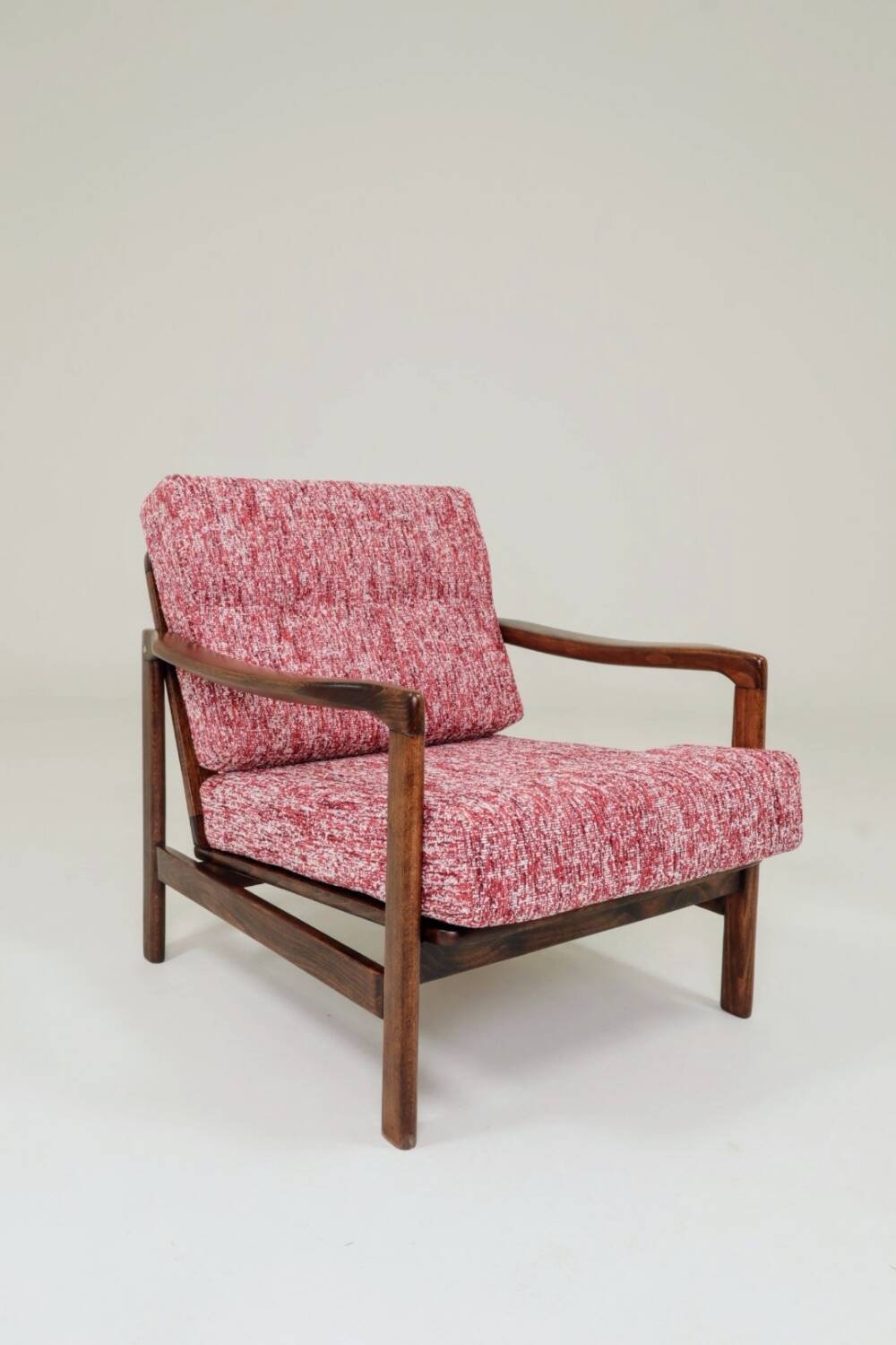Scandinavian armchair red lobster mid century modern design 1965