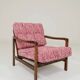 Scandinavian armchair red lobster mid century modern design 1965