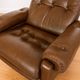 Vintage Danish mid-century brown leather swivel chair 1970s