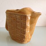 Rectangular ochre pitcher imitation wicker / vintage 60s-70s