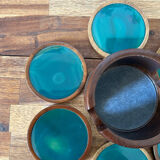 Green agate coasters 80s