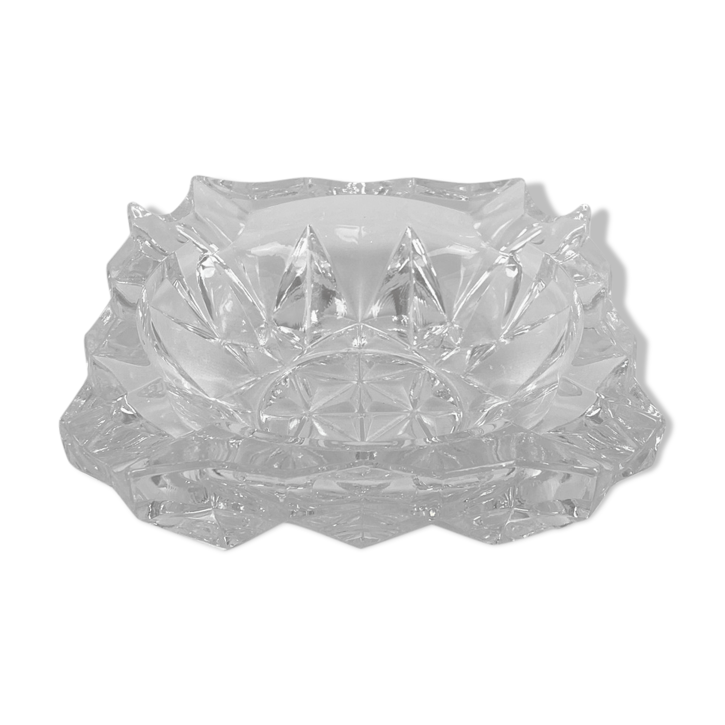 Carved glass ashtray