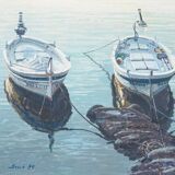 Two Framed Studies of Fishing Boats - Signed Bosch