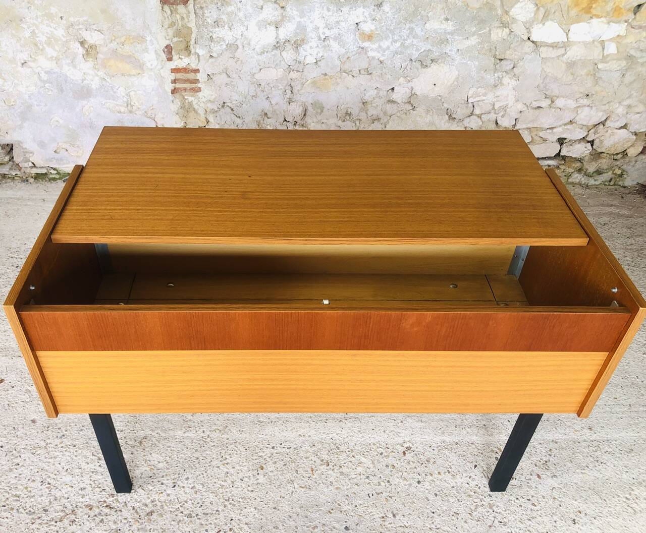 Teak storage unit with metal legs Circa 70's