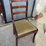 4 mahogany chairs with green velvet