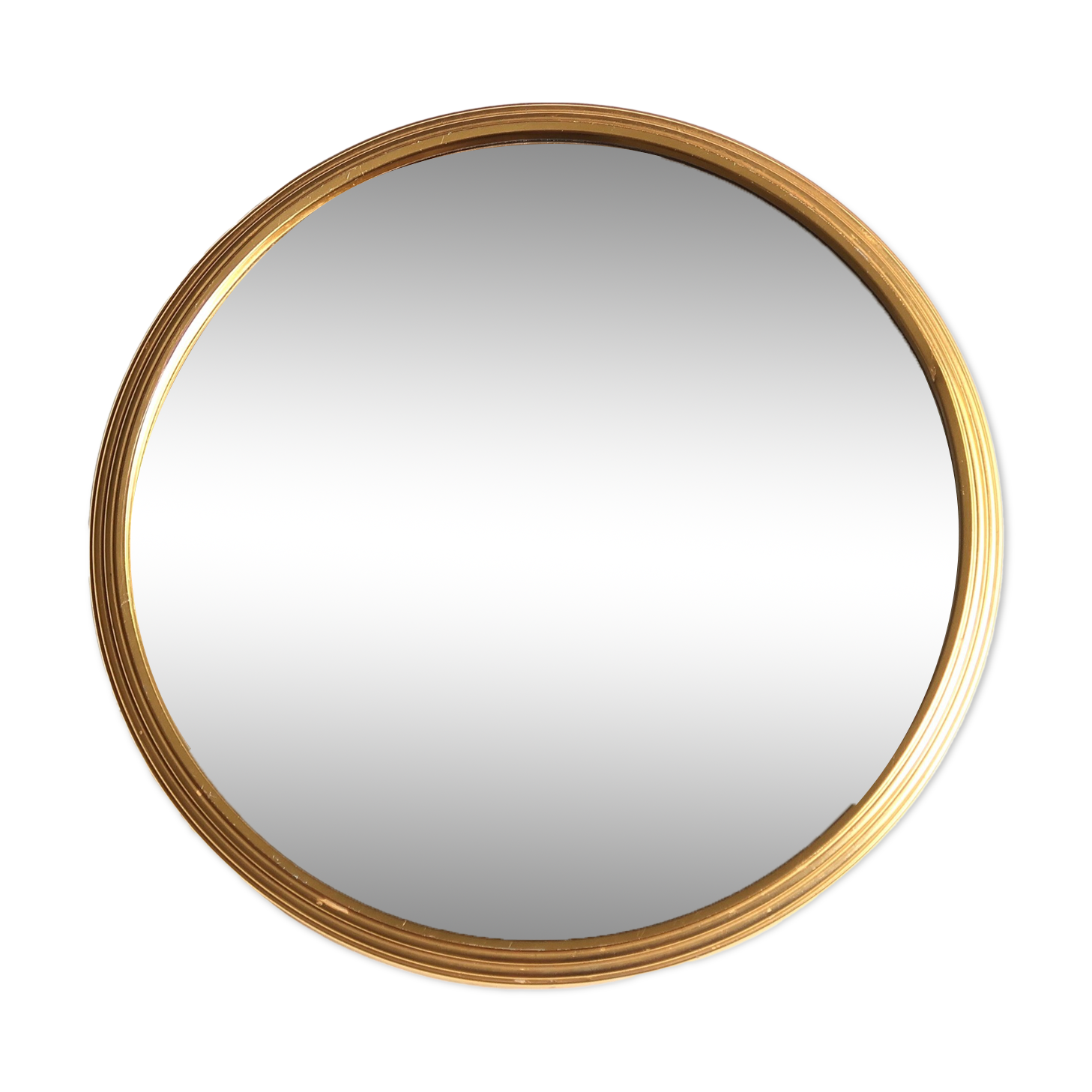 Round centerpiece tray in gold metal and mirror, 1950s