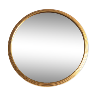 Round centerpiece tray in gold metal and mirror, 1950s