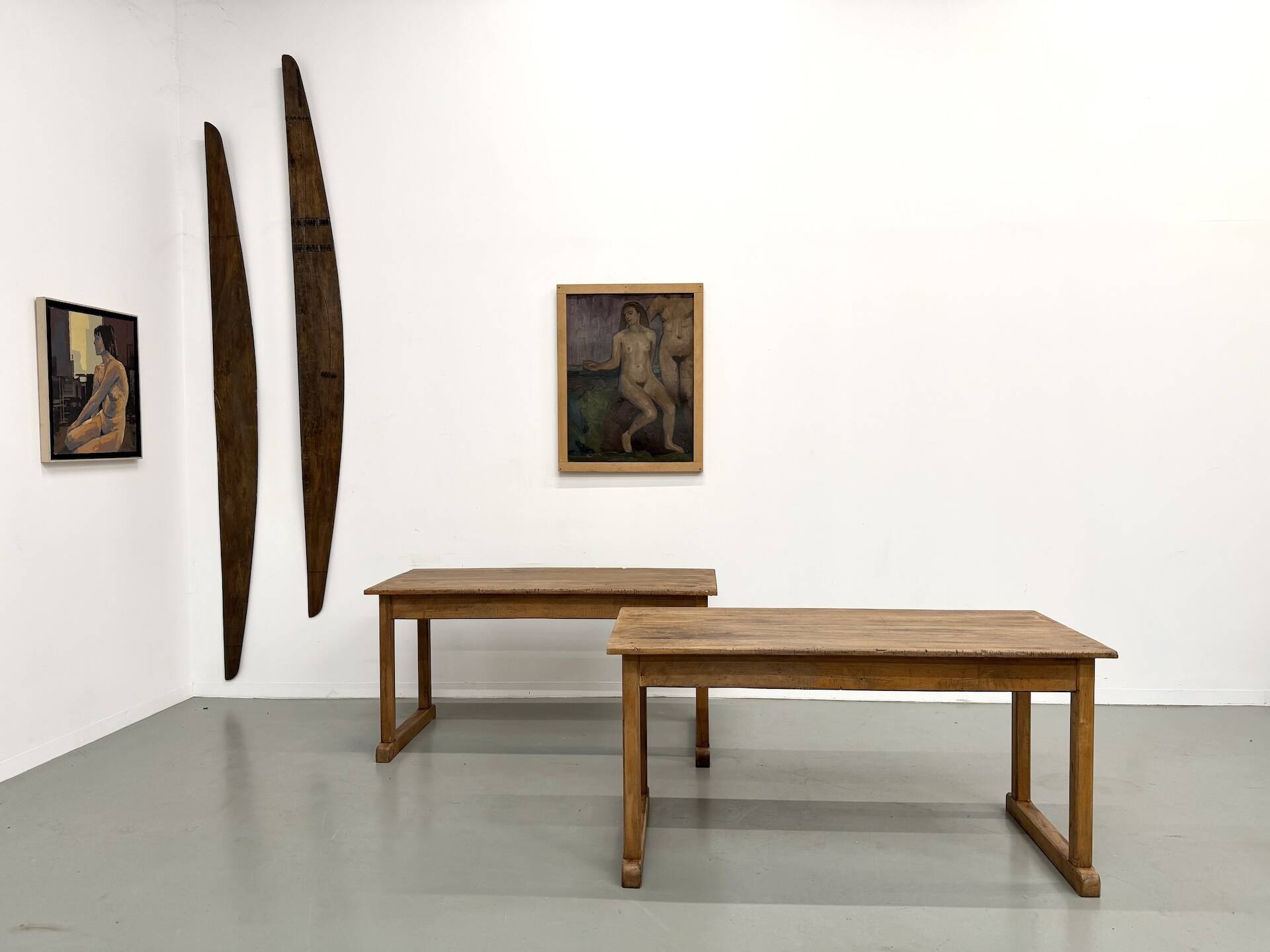 Pair of Vintage Community Tables in Solid Beech