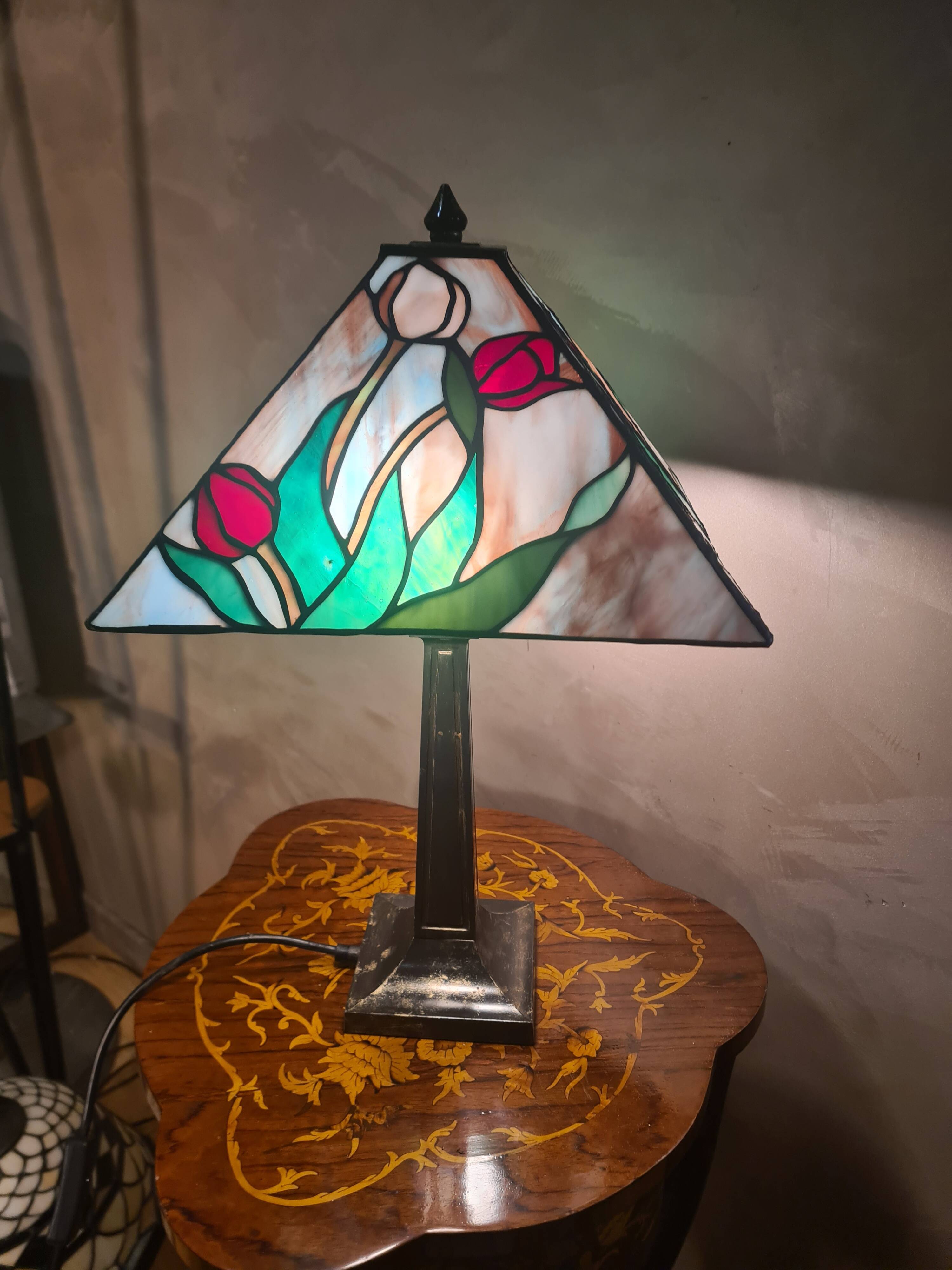 lamp 1975 to 85 origin lampshade stained glass Tiffany style 53x30 el