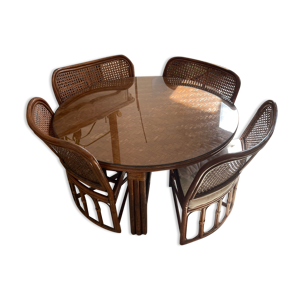 salon rotin table ajustable