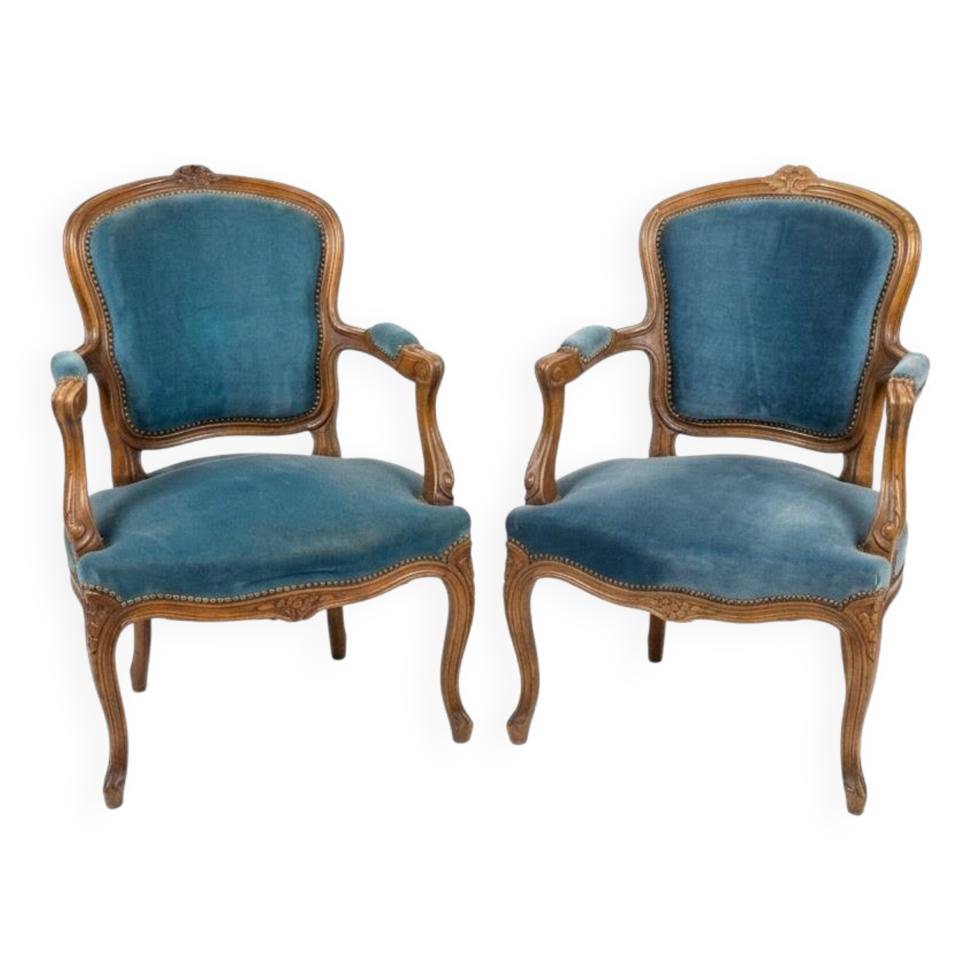 Pair of Louis XV style cabriolet armchairs