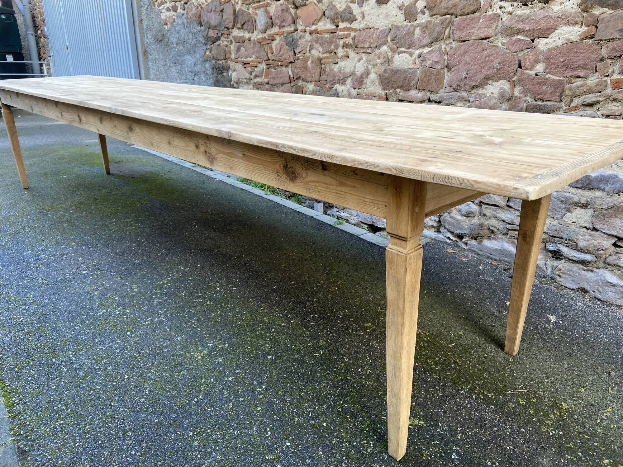 Incredible 400 cm farm table in fir 1900 brasserie natural raw wood