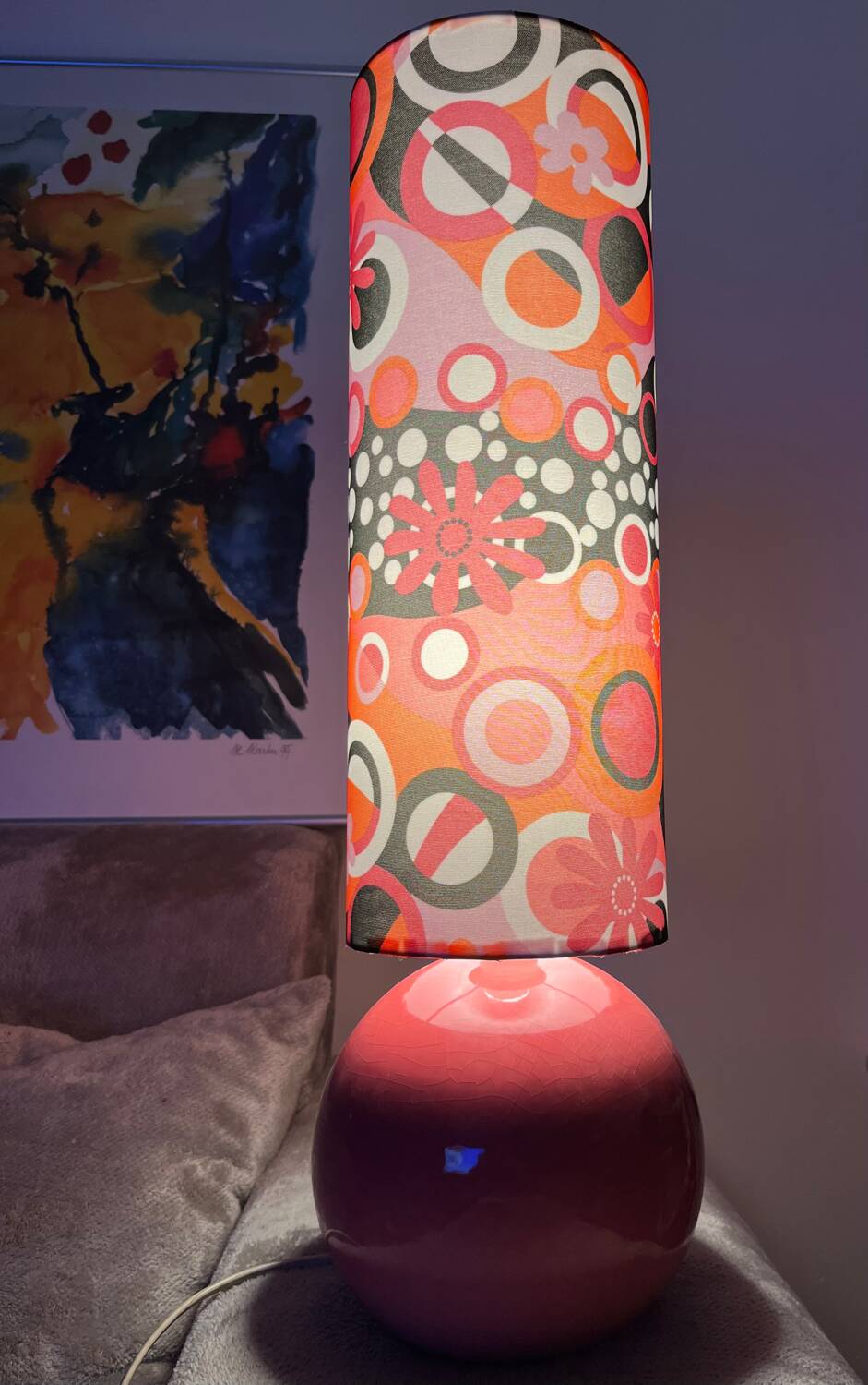 Table lamp, handmade lampshade.
