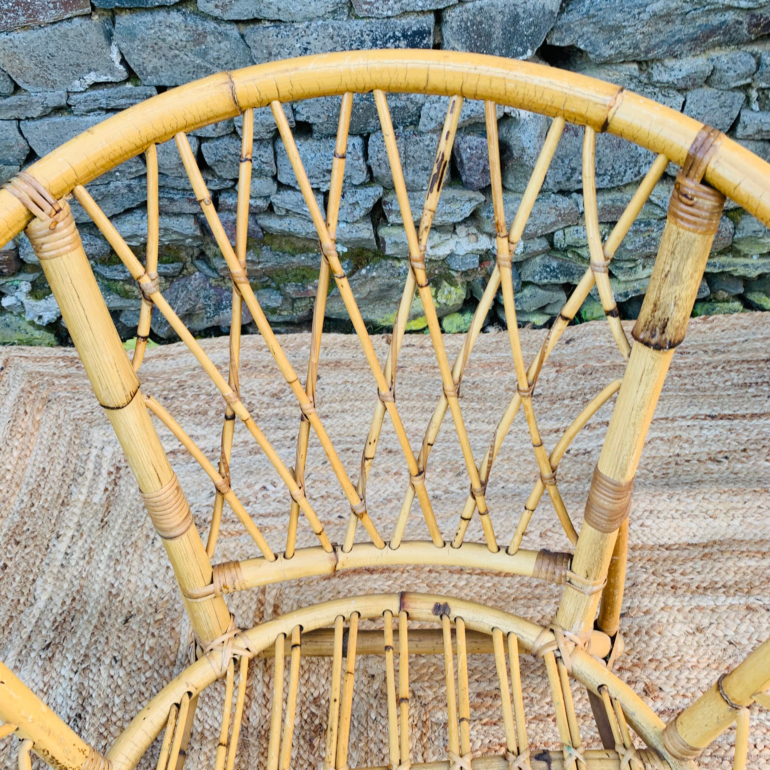 Pair of adult rattan armchairs