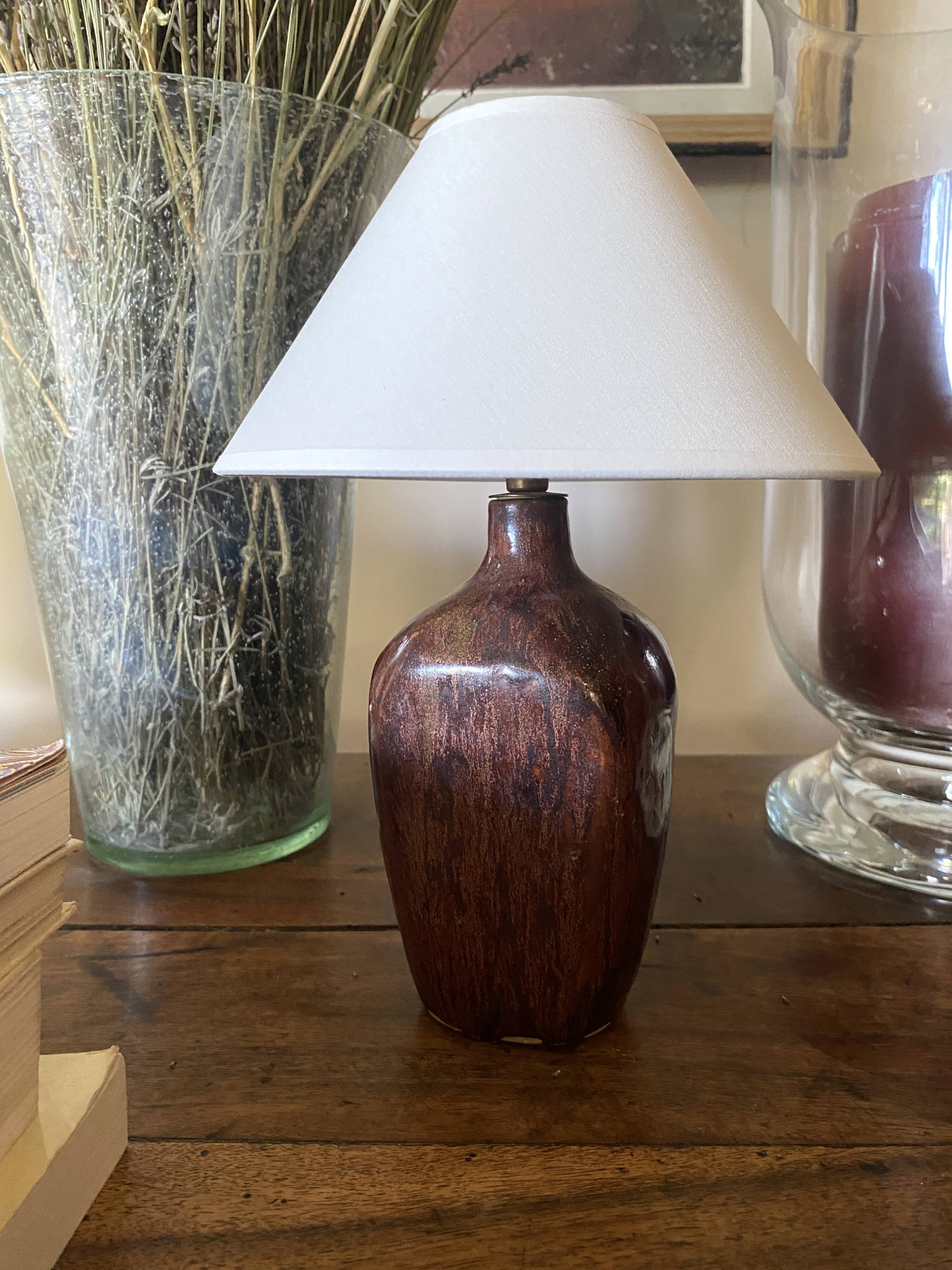 Ceramic lamp, fabric cable, cotton lampshade