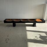 Huge 5-seater bench in two-tone solid wood