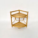 Vintage rattan corner shelf 60