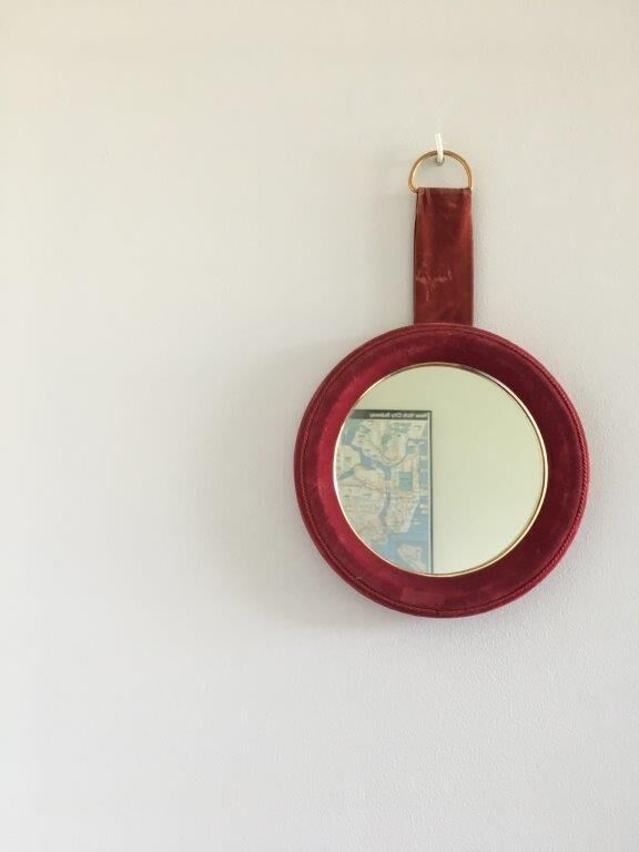 Mirror porthole in velvet 60s