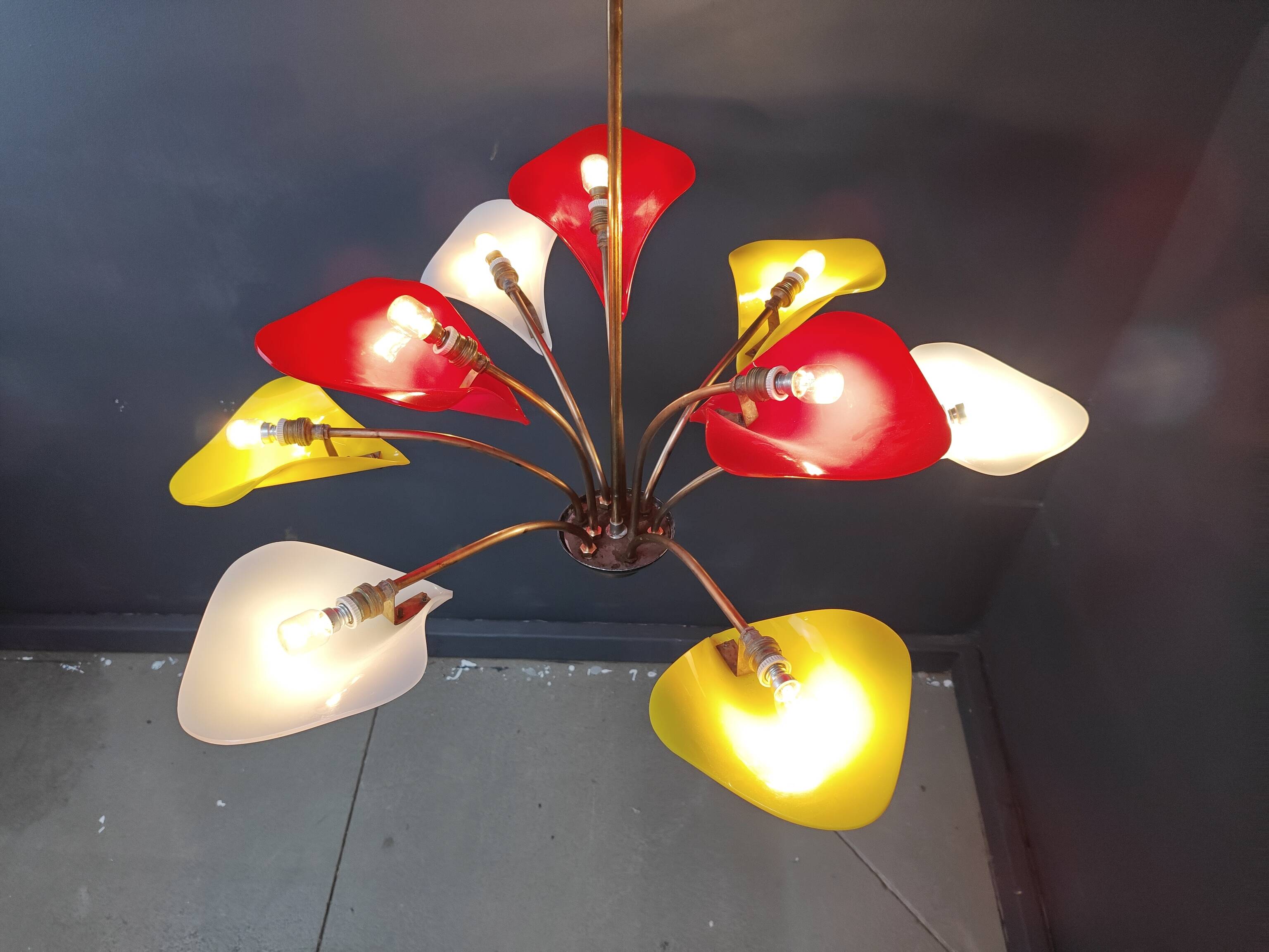 Vintage multi colour italian chandelier, 1960s
