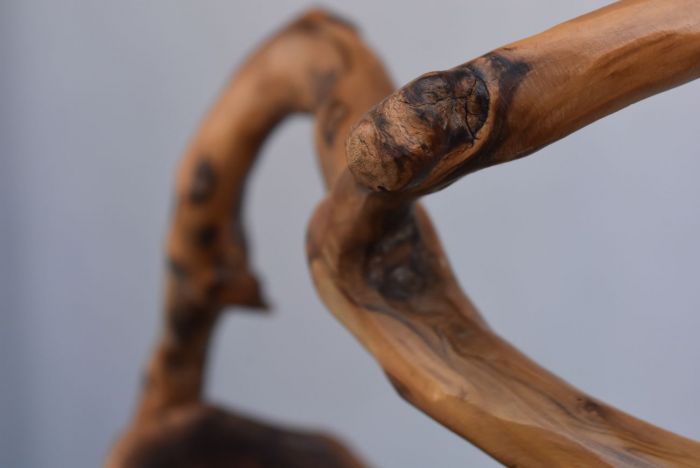 Fruit basket in olive tree sculpture Brutaliste