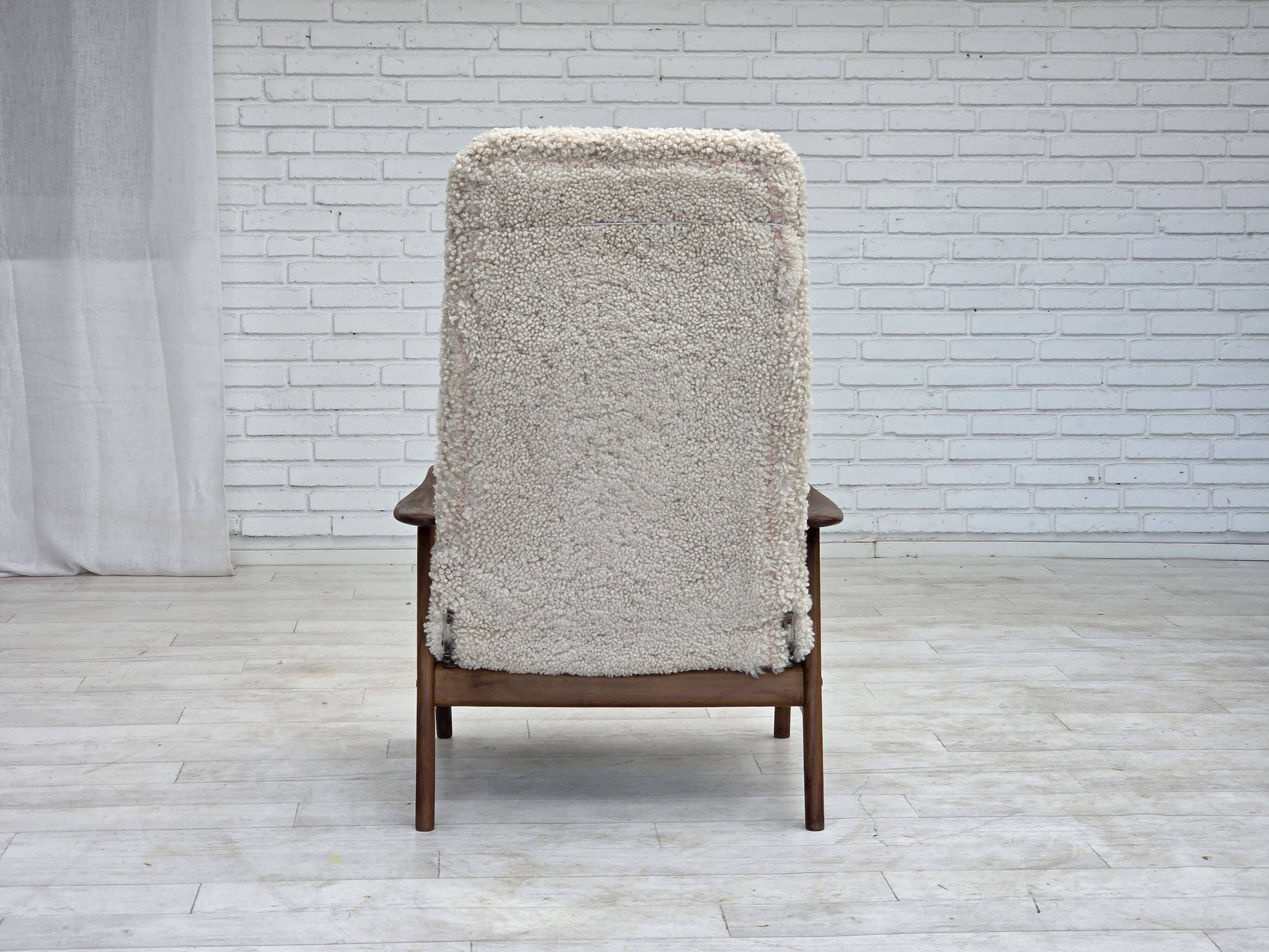 1960s, Danish design by Alf Svensson, genuine sheepskin, reupholstered.
