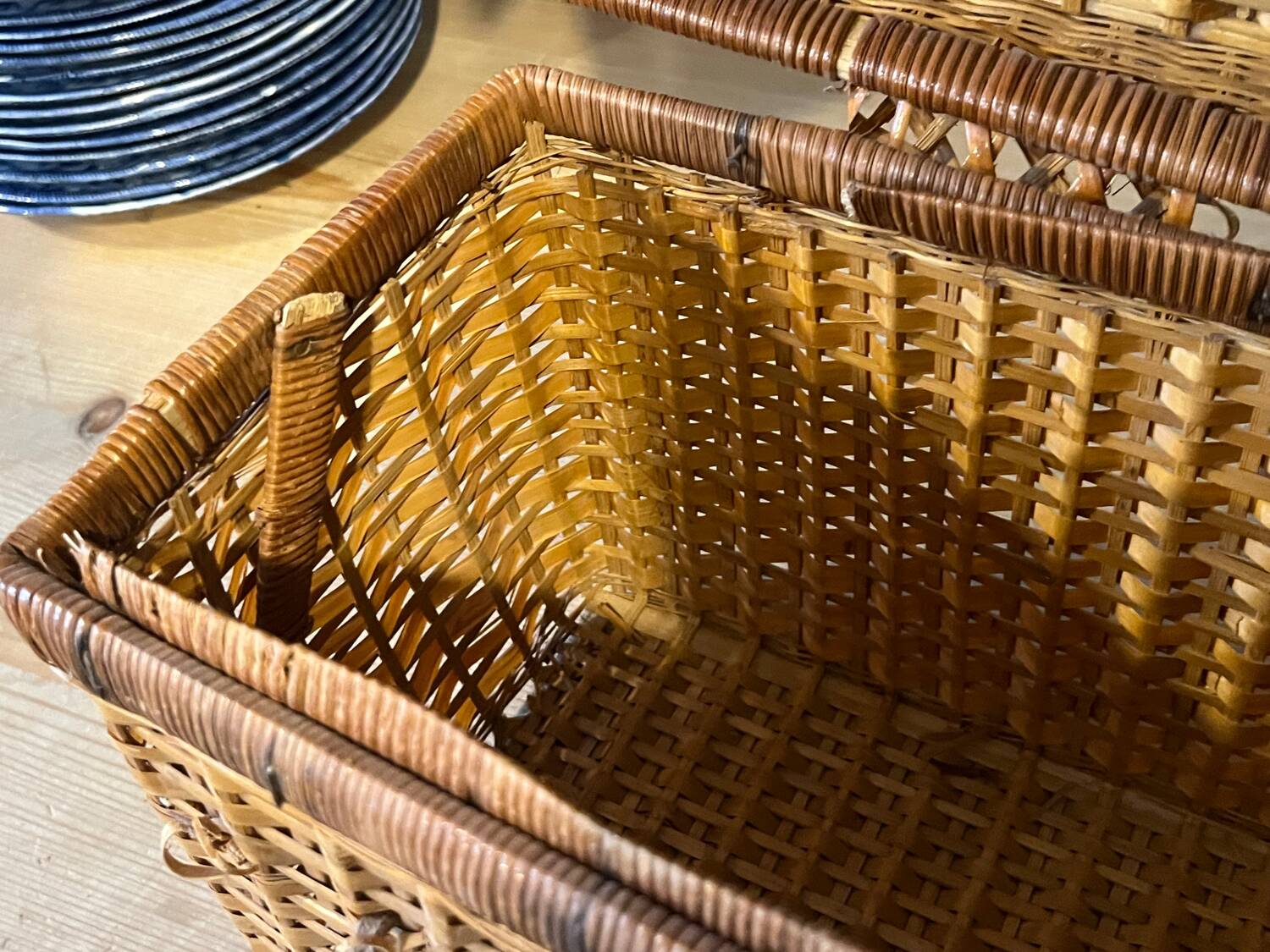 Old wicker suitcase
