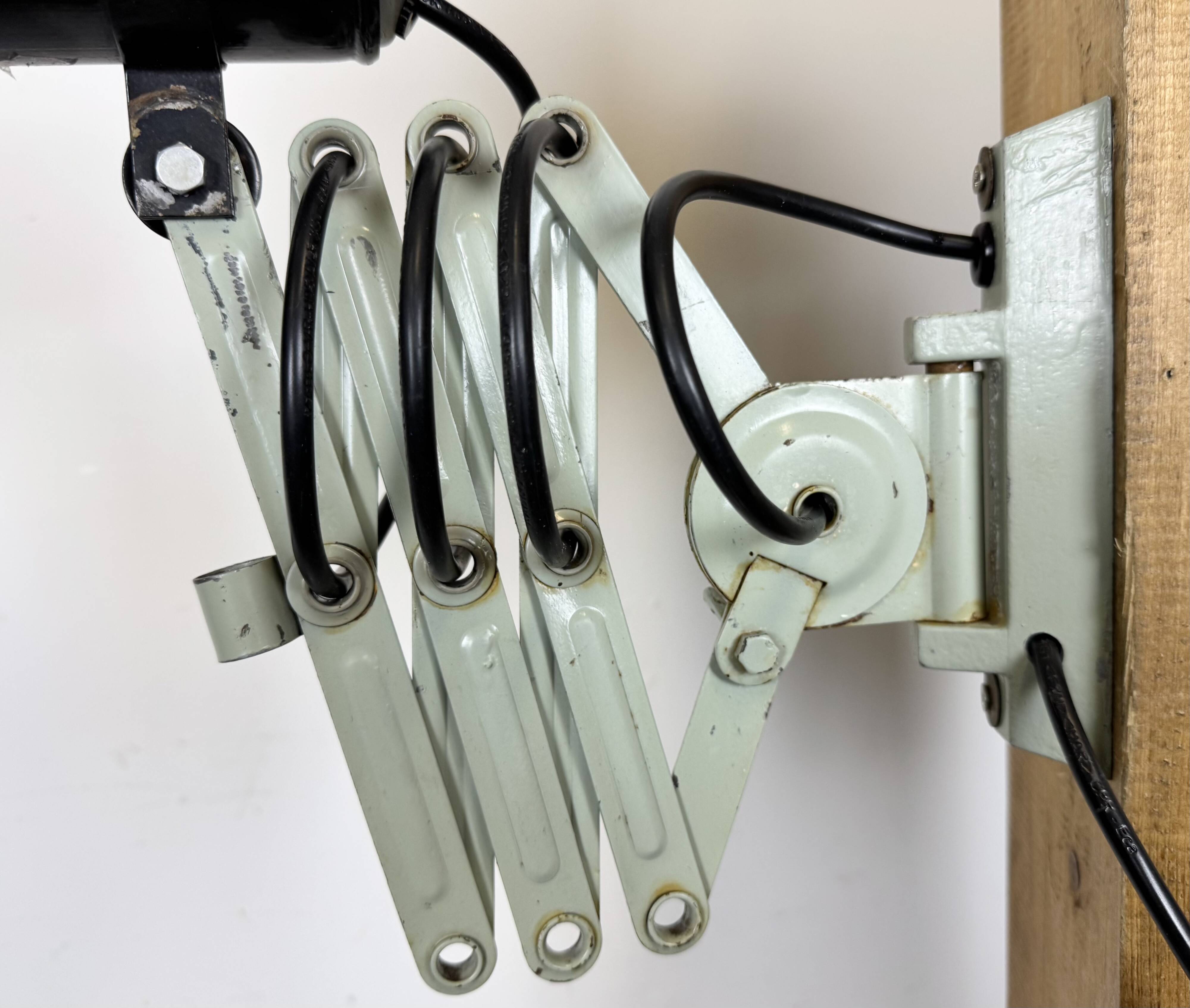 Industrial Black Enamel Scissor Wall Lamp, 1950s