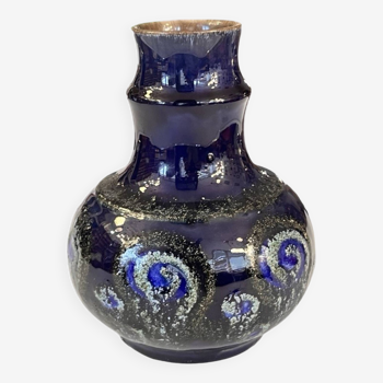 Vase en céramique de cobalt Strehla Keramik, Allemagne années 1960.