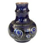 Strehla Keramik cobalt ceramic vase, Germany 1960s.