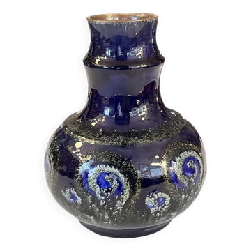 Vase en céramique de cobalt Strehla Keramik, Allemagne années 1960.