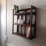 Wall shelf with 3 rattan shelves, 1970s