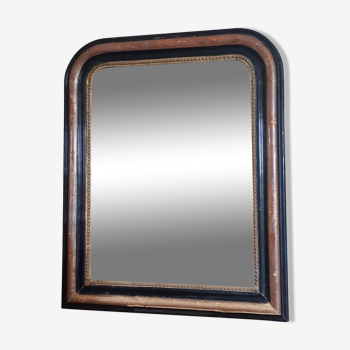 Miroir ancien Louis Philippe, noir et or,  65 x 52 cm