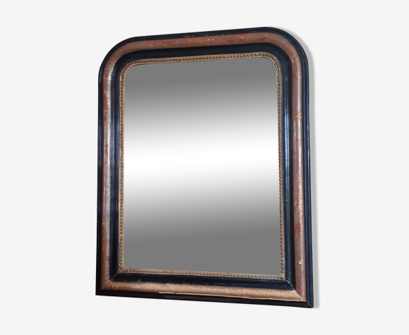 Miroir ancien Louis Philippe, noir et or,  65 x 52 cm