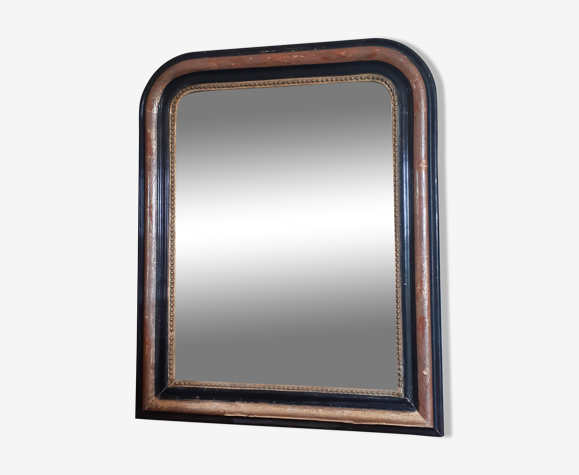 Miroir ancien Louis Philippe, noir et or, 65 x 52 cm