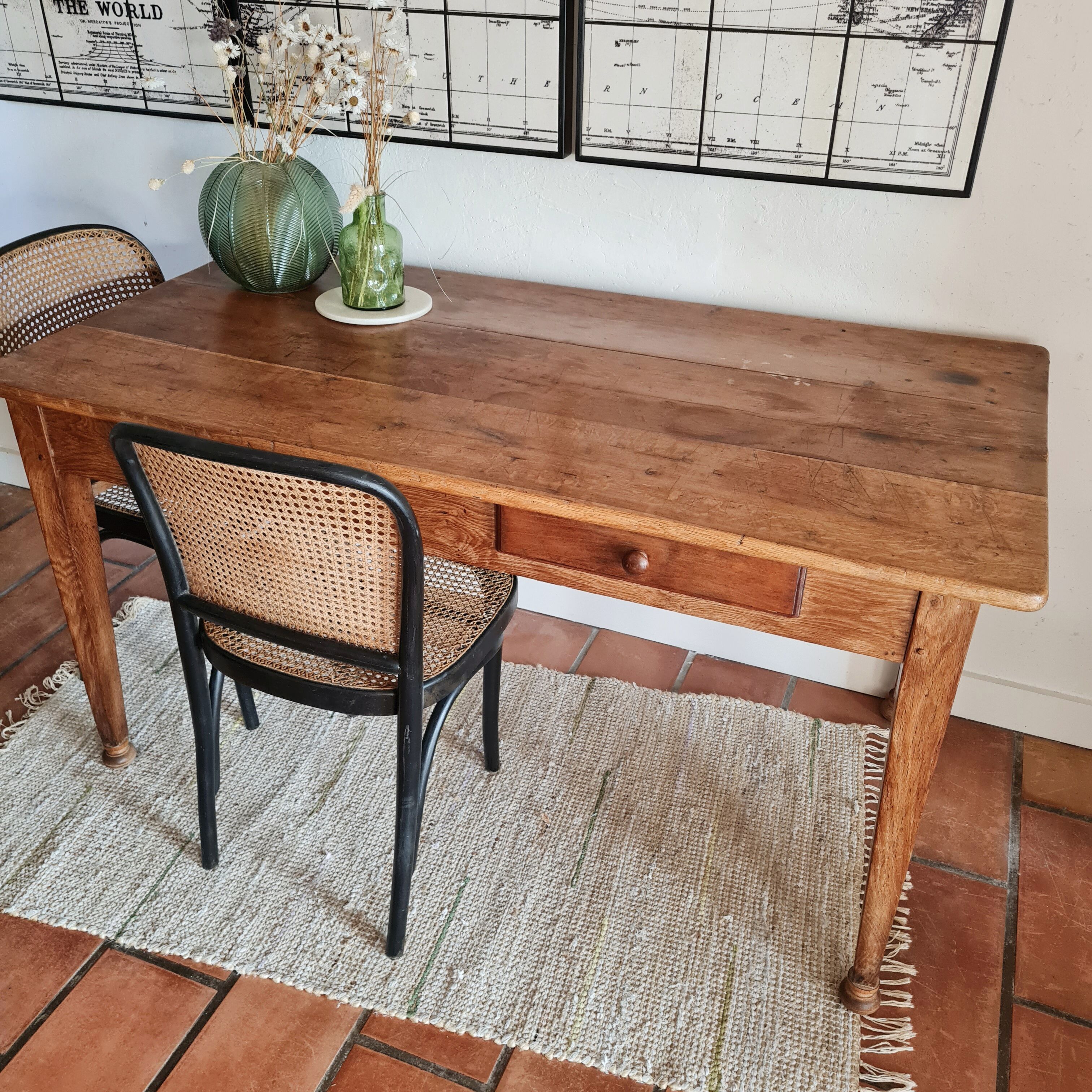 Old farmhouse table 2 drawers
