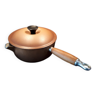 Le Creuset pan in brown enamelled cast iron vintage 1970