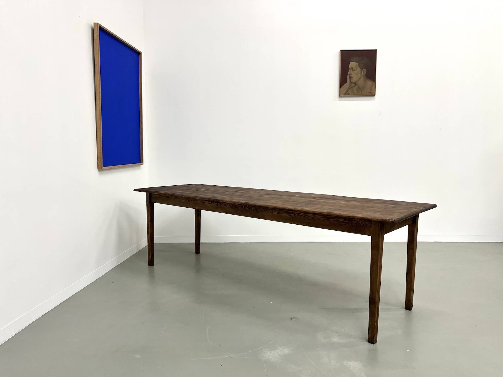 Large solid pine farmhouse table with spindle legs