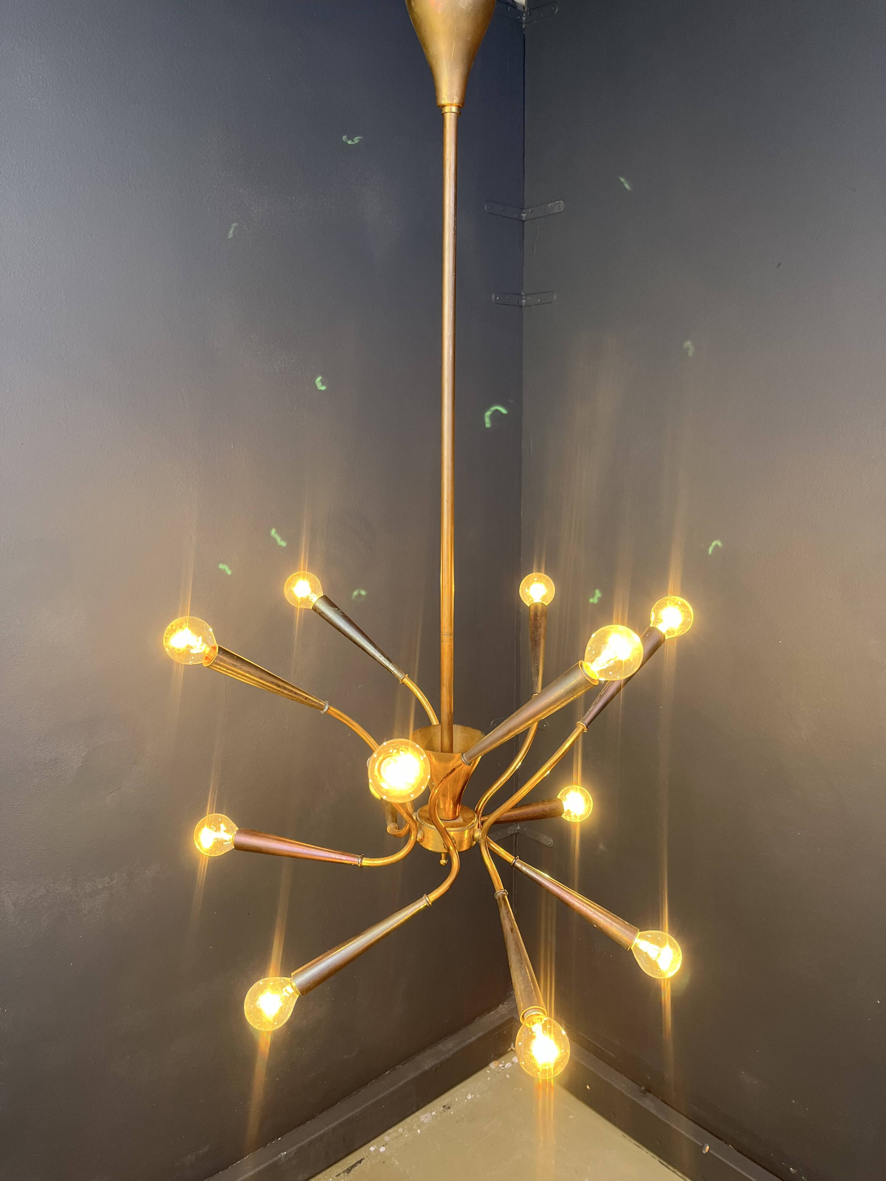 Mid-century Italian brass chandelier, 1960s